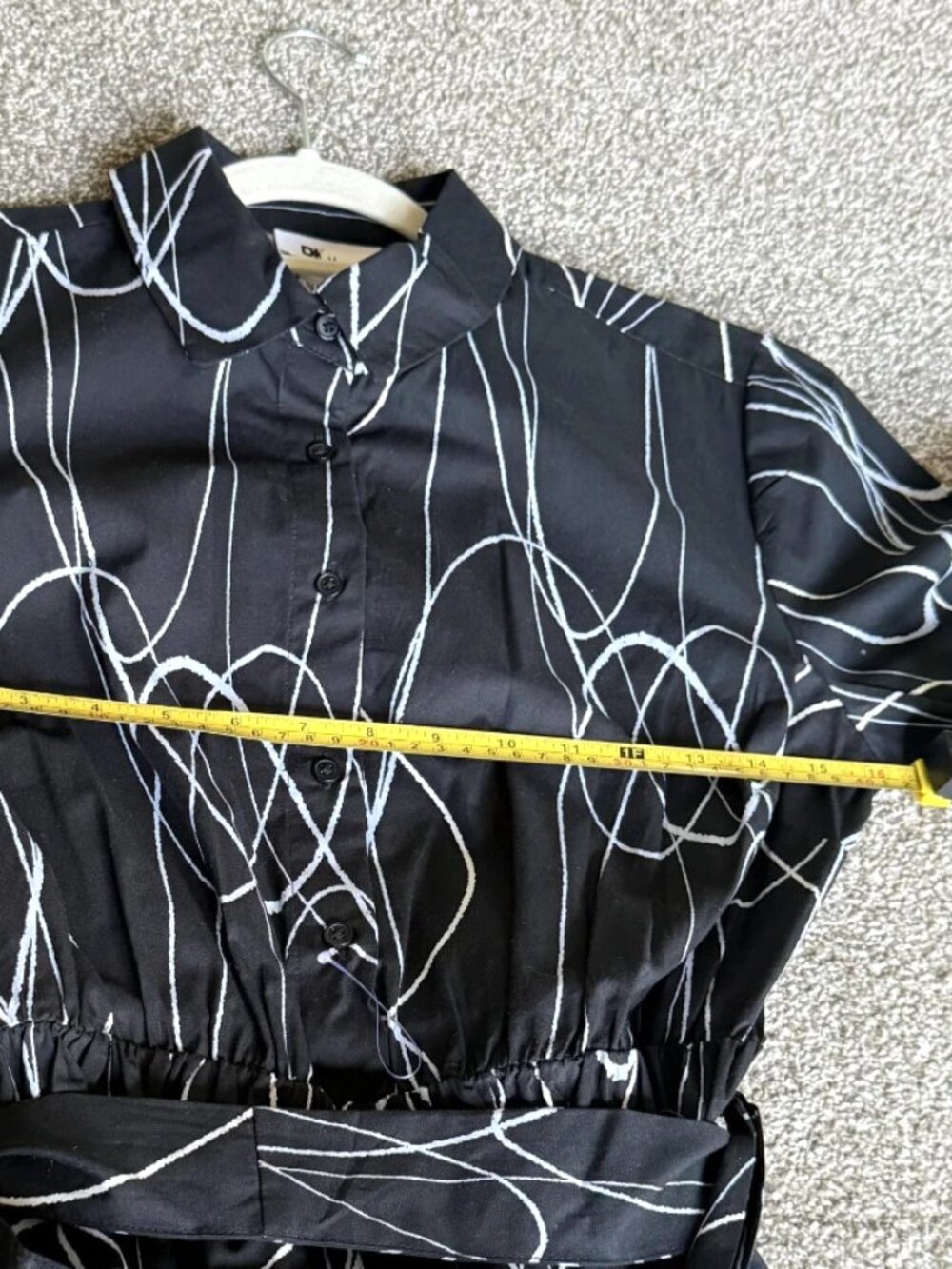 NWT DKNY Women's Black White Abstract Cotton Midi Shirt Dress Size 4 - Picture 10 of 15